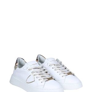 Philippe Model Temple Sneakers with Gold Trim & Snakeskin Heel